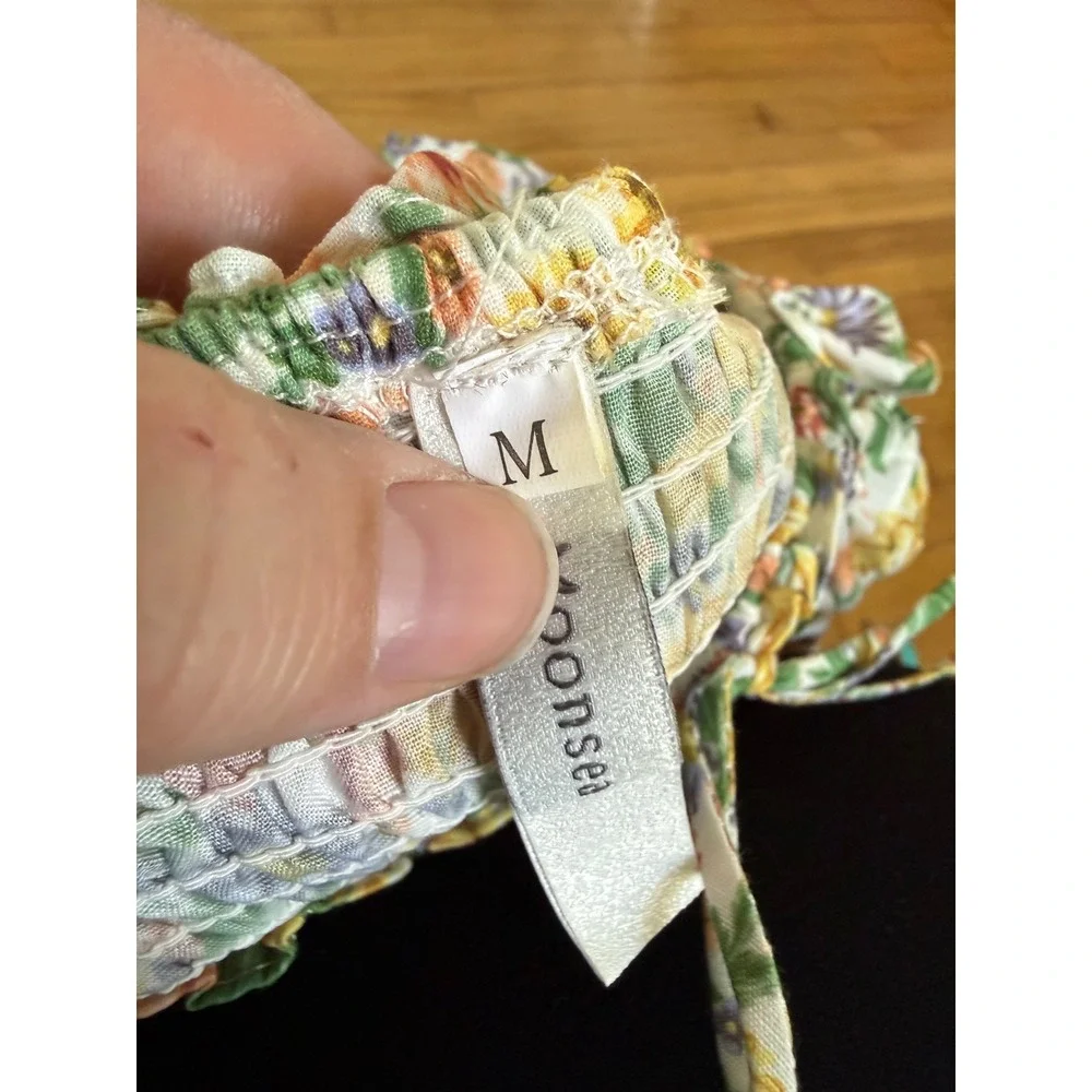 Moonsea blue‎ and yellow floral print high low dress back cut out youth
